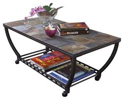 Safavieh home nonie modern slate grey tray top coffee table. Ashley Furniture Signature Design Antigo Coffee Table Slate Top With Metal Bottom Cocktail Height Contemporary Black Rectangular Coffee Table Ashley Furniture Black Coffee Table Sets