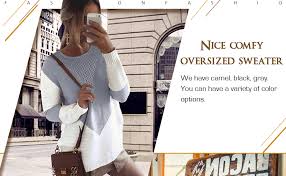 Rosegal provides the unique cowl neck sweater for curves, so no worry on sizes. Shermie Women Long Sleeve Crew Neck Pullovers Stitching Color Loose Knitted Sweaters At Amazon Women S Clothing Store