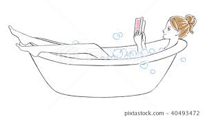 A woman reading a book in a bath - Stock Illustration [40493472] - PIXTA