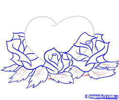 How To Draw Hearts And Roses Step 7 Heart Drawing Roses Drawing Guided Drawing