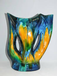 Grand Vase Forme Libre Ceramique Vallauris Bleu Orange Ecume De Mer 2w47h Grands Vases Orange Et Bleu Ceramique