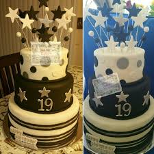 19th Birthday Ideas For Guys 19th Birthday Cake Stars Topper Cake Black And White With Silver Details Www Facebook Com Maritasdulcescreacio 19th Birthday Cakes Birthday Cakes For Men Cake