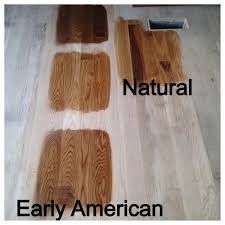 We set on minwax special walnut and weathered oak to give us the look we wanted but that did not work at all! Hardwood Floor Stain