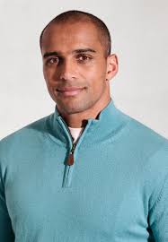 Sussex Black Cotton Merino Zip Neck Jumper