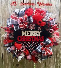 Black And White Plaid Christmas Wreath Christmas Wreath Black And White Plaid Christmas Wreath Etsy White Christmas Wreath Whimsical Christmas Merry Christmas Sign