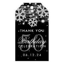 50th Birthday Thank You Gifts Silverblack 50th Birthday Thank You Winter Glitter Gift Tags Zazzle Com Birthday Thank You Glitter Gifts Gift Tags