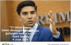 Calling syed saddiq a budak is bullying says segambut mp to pasir salak mp. Umur 31 Tahun Ke Atas Dikategorikan Sebagai Golongan Warga Emas Sebenarnya My