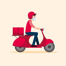 Delivery Service With Masks Illustration In 2020 Cartoon Clip Art Logo Online Shop Food Delivery Logo