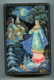 месяц под косой блестит а во лбу звезда горит Russian Lacquer Box Kholui Snow Maiden Hand Painted Ebay Kartiny Illyustracii Risunki