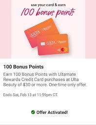 Then, select the ulta reward card you want to apply for. Bonus 100 Points W 30 Purchase Ulta With Ulta Credit Card Targeted Ends Feb 13 11 59 P M Ct Muaonthecheap
