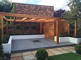 Scottish Larch Timber Pergola Composite Decking White Rendered Raised Beds Www Pavinginedinburgh Co Uk Outdoor Pergola Pergola Timber Pergola
