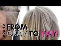 Foil Highlight With Gray Blending Root Smudge How To Blending Gray Hair Youtube Blonde Hair With Grey Highlights Blending Gray Hair Grey Hair Coverage