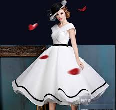 Wedding dresses short black white for. Black And White Tea Length Wedding Dresses Off 71 Buy