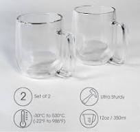 Double-Wall Insulated Glass Mugs (2)