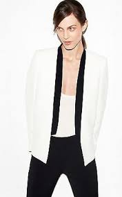 Black And White Blazer Womens Nwt Zara Black White Tuxedo Long Fitted Jacket Blazer With Contrasting Lapel L Zara Looks Women Lookbook Fashion