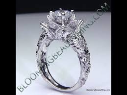 Crimson Rose Flower Diamond Engagement Ring By Blooming Beauty Youtube Lotus Engagement Ring Beautiful Diamond Engagement Ring Diamond Engagement Ring Simple