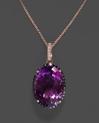 Amethyst Pendant Necklace With Black And White Diamonds In 14k Rose Gold 18 Fine Jewelry Bloomingdale S Purple Jewelry Amethyst Necklace Pendant Amethyst Pendant