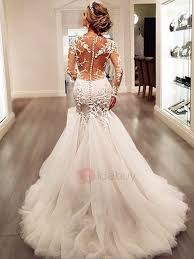 Button Appliques Mermaid Wedding Dress With Long Sleeve Backless Mermaid Wedding Dresses Lace Mermaid Wedding Dress Long Sleeve Wedding Dress Lace Mermaid