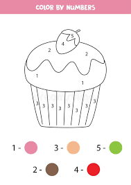 Free printable birthday cupcake coloring pages. Color Cute Cartoon Cupcake By Numbers Stock Vector Illustration Of Cupcake Objects 171565602