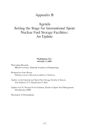 Appendix B: Agenda: Setting the Stage for International Spent Nuclear Fuel  Storage Facilities: An Update