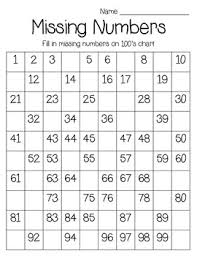 100 chart missing number worksheets teaching resources tpt