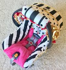 Black And White Stripe And Polka Dot Hot Pink And Gold Custom Infant Car Seat Cover Baby Car Seats Infant Car Seat Cover Baby Carrying