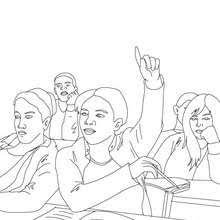 Pupils listening to their teacher coloring pages - Hellokids.com