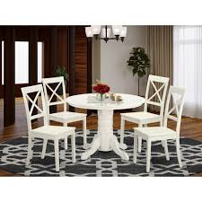Shop liberty furniture for all 5 piece dining sets. Traditional White Finish Solid Rubberwood 5 Piece Dining Set With Round Table And Four Dinette Chairs On Sale Overstock 12026794