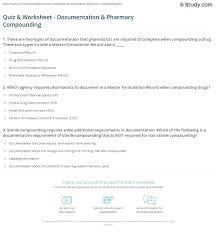 Quiz Worksheet Documentation Pharmacy Compounding Study Com