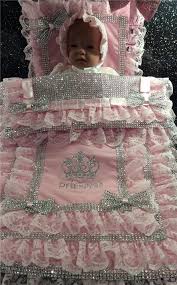 Ooak Romany Crystal Bling Baby Girls Princess Pram Quilt Set Dummy Hanging Charm Baby Girl Princess Baby Sleeping Bag Baby Sewing