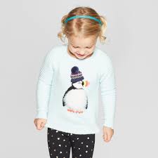 Toddler Girls Penguin Pullover Sweater Cat Jack Aqua 3t Blue Toddler Girls Penguin Pullover Sweater Cat A In 2020 Girls Sweaters Pullover Sweaters Toddler Girl