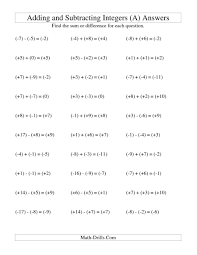 The Integer Addition And Subtraction With Parentheses Around All Integers Range 9 To 9 A Math Subtracting Integers Worksheet Integers Subtracting Integers