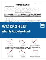 A 3 Page Worksheet That Covers Acceleration Types Of Acceleration And Interpreting Acceleration On Graphs Through A Acceleration Physical Science Worksheets