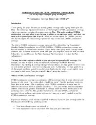 A continuing patent application may be one of three types: Model Cobra Continuation Coverage General Notice