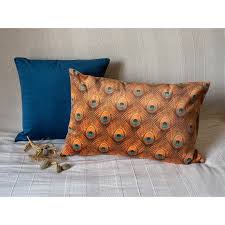 I cuscini 366 concept sono realizzati con ritagli di tessuto provenienti dalla produzione di mobili. Cuscino In Velluto Di Piuma Di Pavone Arancione Francese