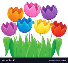 Image With Tulip Flower Theme 4 Royalty Free Vector Image In 2021 Flower Drawing Cartoon Flowers Flower Painting