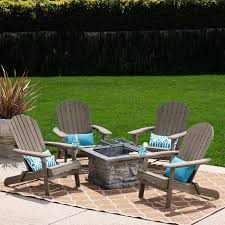 Marrion 5pc Acacia Wood Adirondack Chair And Fire Pit Set Christopher Knight Home Fire Pit Sets Wood Adirondack Chairs Fire Pit Chairs