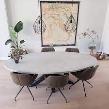betonlook eettafel ovaal matrix poot lok living ovale eettafels ovalen tafel thuisdecoratie