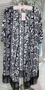 Black And White Kimono Duster New Plus Size 3x Black White Rose Floral Mesh Boho Fringe Open Duster Kimono Ebay Boho Fringe Fashion Boho Lace