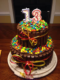 Birthday Cake For 13 Year Old Boy Decided To Try This For My Sons 13 Th Bday What Fun This Was To Make A Little Tedious 13th Birthday Cake For Girls 13 Birthday Cake Birthday Cakes For Teens