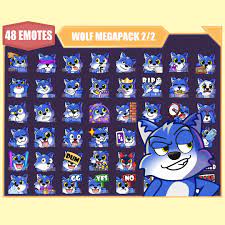 BLUE WOLF Emote Bundle 2 for Kick Twitch Youtube Emotes Discord Emotes  Streamer Emotes Sub Emotes 48 Emote Megapack Bundle - Etsy