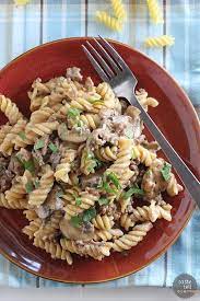 Easy One Pot Ground Beef Stroganoff Taste And Tell Recipe Beef Recipes Ground Beef Stroganoff Ground Beef Recipes Easy
