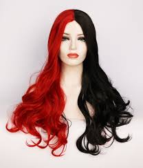 Not only is red beautiful. Limited Lava Half Red And Half Black Long Straight Synthetic Wigs Harley Quinn Uniwigs Official Site