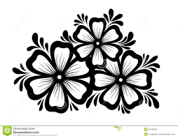 Basic Black And White Flower Outline Beautiful Floral Element Black And White Flowers And Leaves Design Element Floral Design Element In Retro Styl Black And White Flowers Floral Flower Patterns