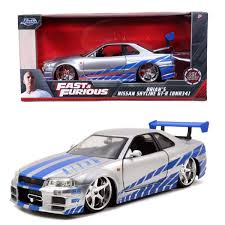 97158. Jada Fast & Furious Brians Nissan Skyline GT-R R34 DieCast (124  Silver