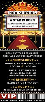 Roll Out The Red Carpet A Star Will Be Born This Fantastic Baby Shower Vip Ticket Invitation Is Th Baby Shower Hollywood Party Theme Baby Shower Invitations