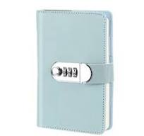 Unique Bargains PU Leather Waterproof With Lock Journal Blue