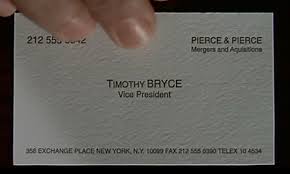 Bateman slides his card across the table; The Business Cards Of American Psycho Hoban Cards