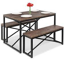 A cool solution for a kids bedroom or a shared office space. Buy Best Choice Products 45 5in 3 Piece Bench Style Dining Table Furniture Set 4 Person Space Saving Dinette For Kitchen Dining Room W 2 Benches Table Brown Black Online In Turkey B08ny4lrly