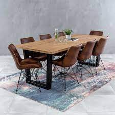 Perfect for pulling up to a meal in style, this set of two dining chairs is a great option for a blend of rustic and modern aesthetics. Industrial Oak 2 2m V Base Dining Table 8 Brogan Vintage Chairs The Furniture Market